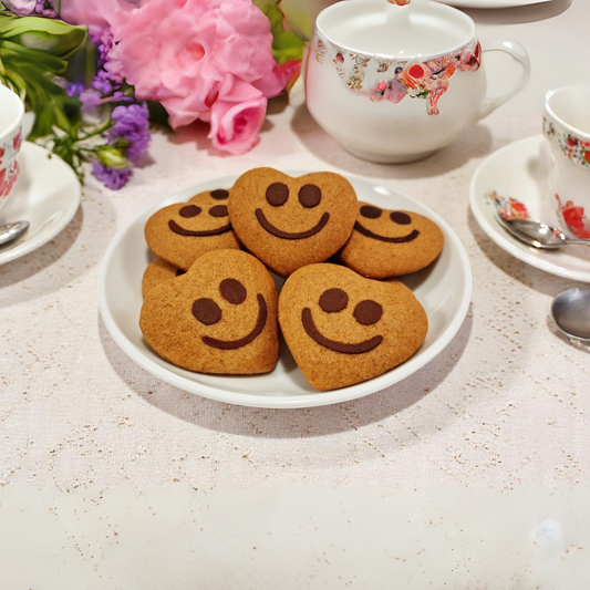 Kakaóval rajzolt Csudaíz Mézeskalács szív smiley desszert (6 db)